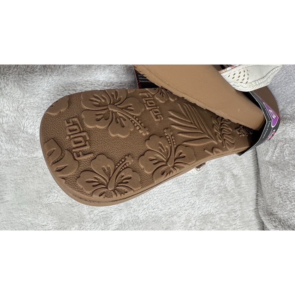Flojos NEW Womens Flip Flops Sandals Size 8 White Memory Foam Beach/Pool Logo - Picture 6 of 8
